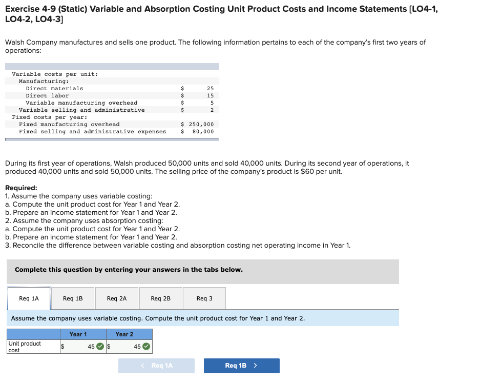 Please help with Req 2B. Thank you! Exercise 4-9 (Static) Variable and