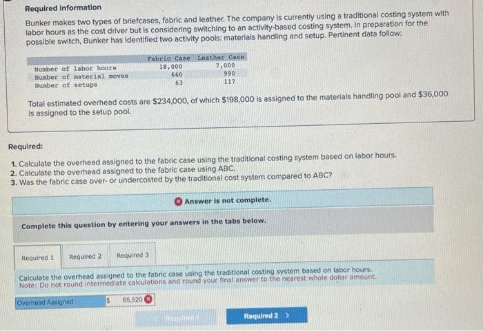 need requirements 1-3 for both Required information Bunker makes two types of