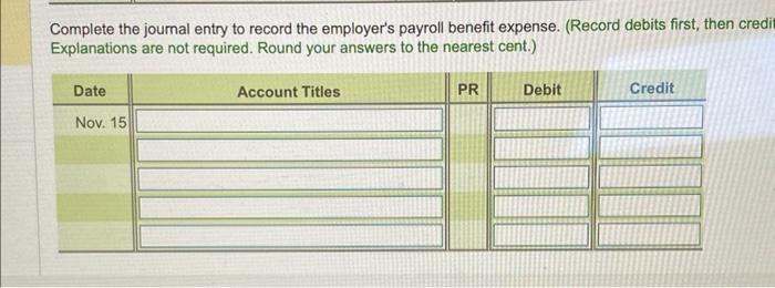 totals found on a completed payroll register dated November 15 . -