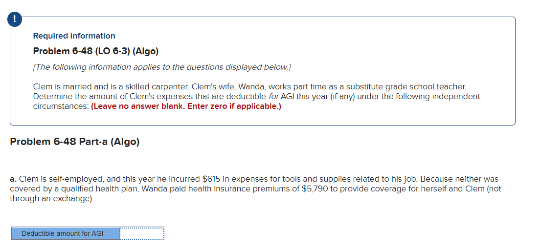 PLEASE HELP ! Required information Problem 6-48 (LO 6-3) (Algo) (The following