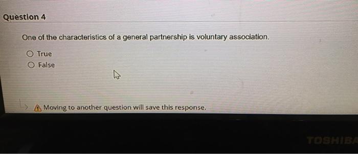 its original cost. True False A Moving to another question will save