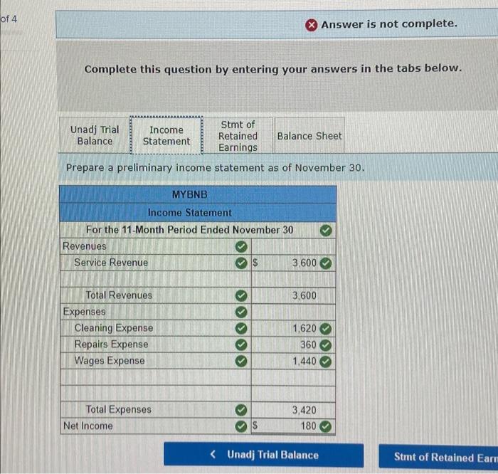 January 1. As of November 30 , MyBnB reported the following balances.