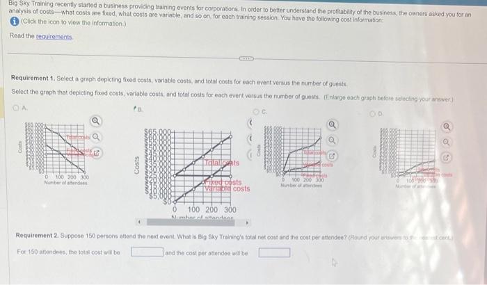 please help me with requirement 2 Big Sky Tralining recently started a
