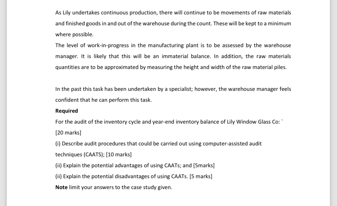 (Lily) is a glass manufacturer, which operates from a large production facility,