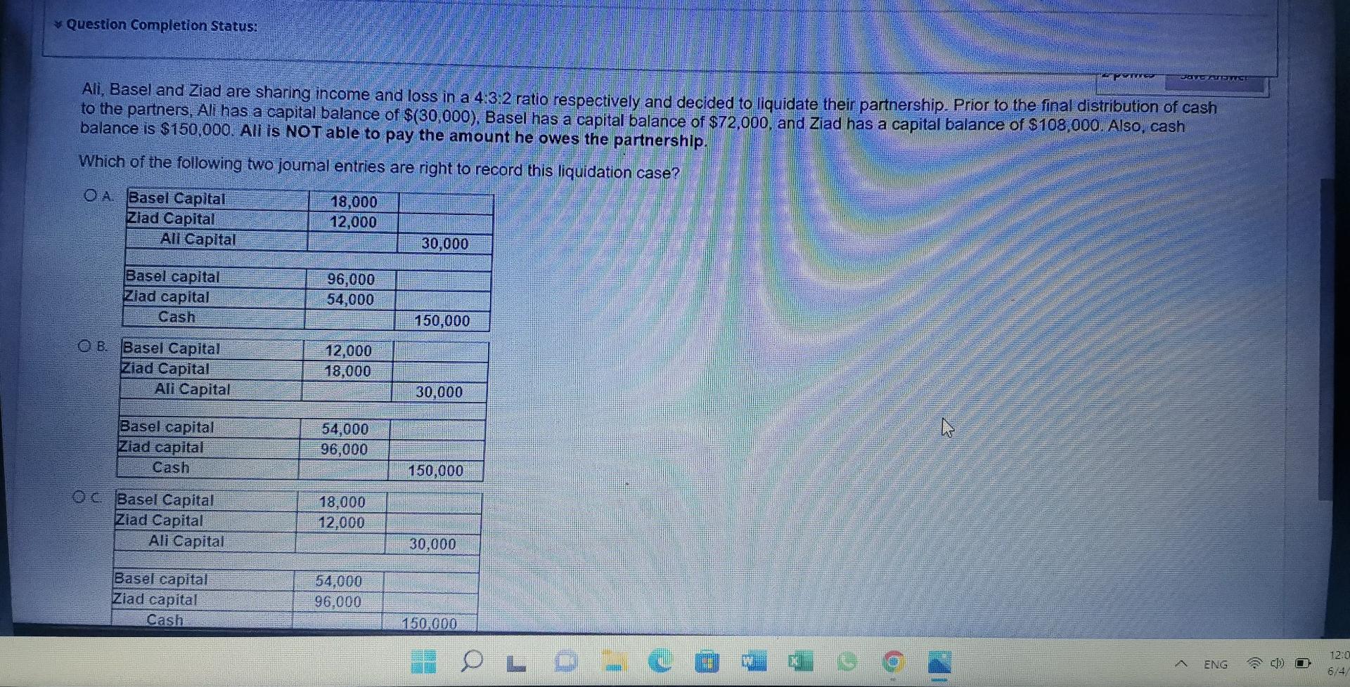firms: A, B and C. The stock prices for the three firms