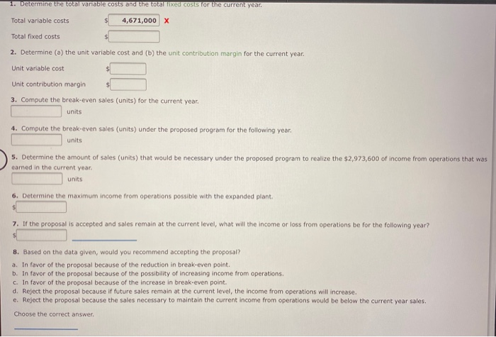 Sales Under Present and Proposed Conditions Darby Company, operating at full capacity,
