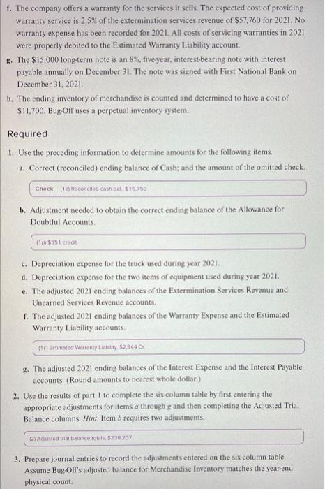provided in-order. Thank you SO much. CP 11 Bug-Off Exterminators provides pest