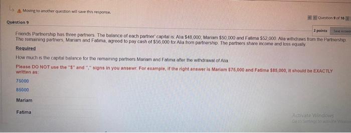 f Moving to another question will save this response. Question of 16