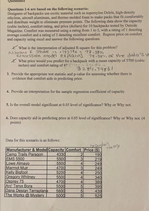 need help with problems 3,4,5,6 only Questions 1-6 are based on the