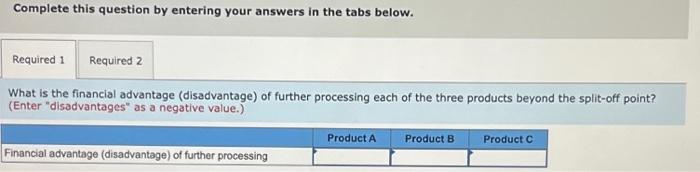 Company manufactures three products from a common input in a joint processing