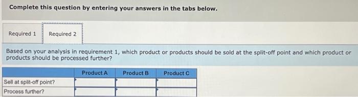 operation. Joint processing costs up to the split-off point total $305,000 per