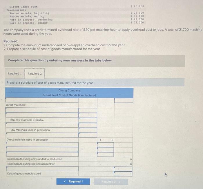 schedule of cost of goods sold for the month. Assume the underapplied