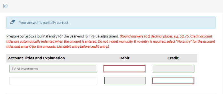 accounting for the investment at FVNI. The bonds were priced at 1.022