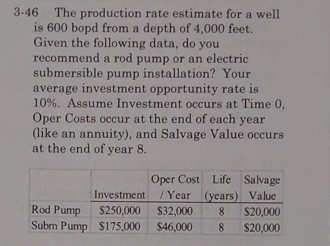 Please show all calculations and create the present worth cost profile