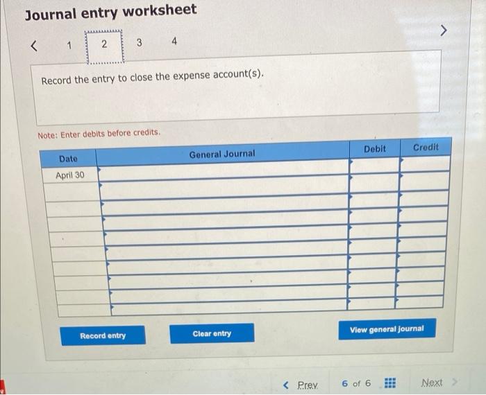 cash for the first month's (April) rent. April 4 The company purchased