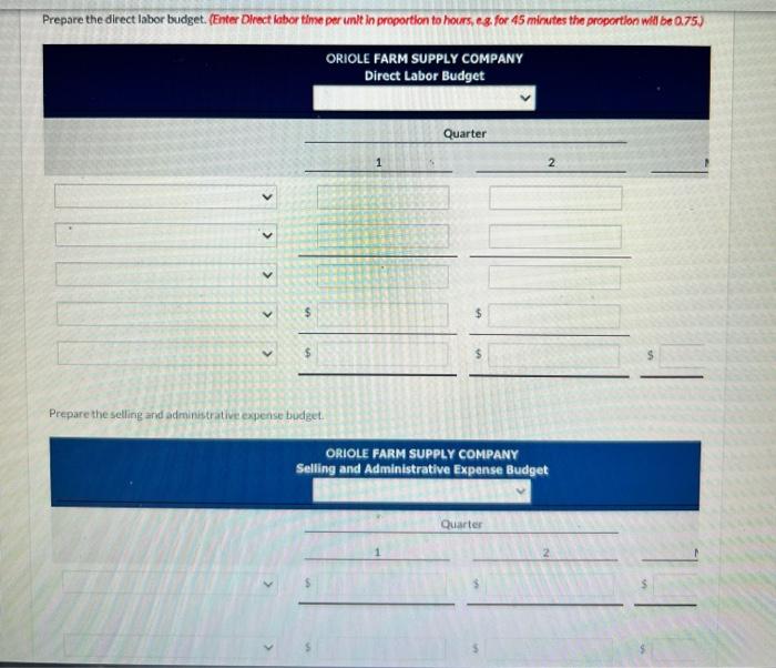 are avaliable for preparing budgets for Snare for the first 2 quarters