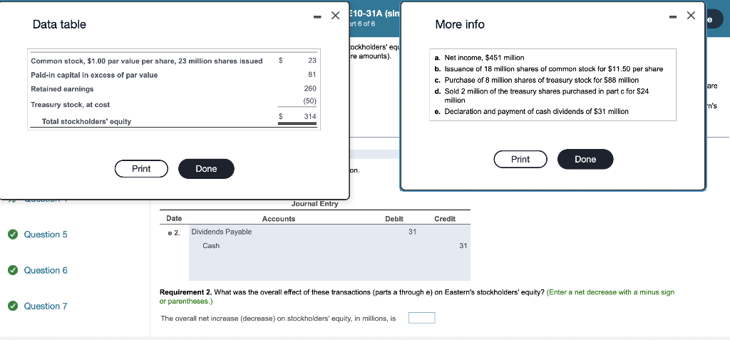 Please post equations Data table More info a. Net income, $451 million