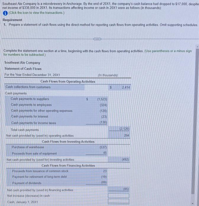 What are the last three calculations? Please show your work. Southeast Ale