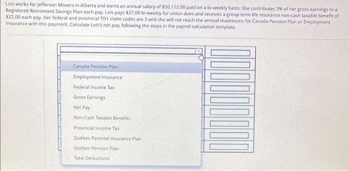 please answer ut as soon as possible Lois works for Jefferson Movers