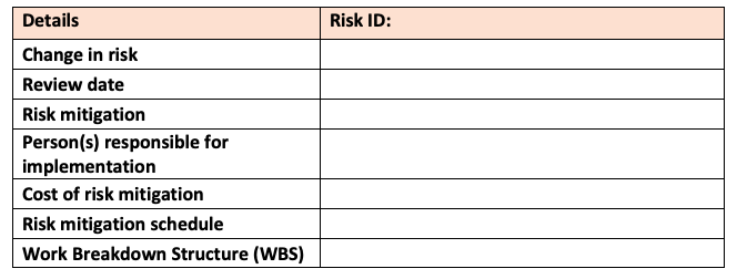 1.Using the template below to complete risk register for a given project.