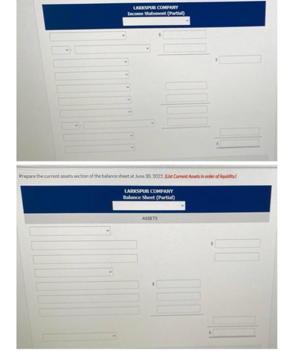and balance sheet (partial) as on 6/30/22. please and thank you. 1.