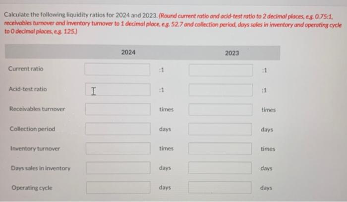 the country. Selected comparative financial statement data are shown below. Calculate the