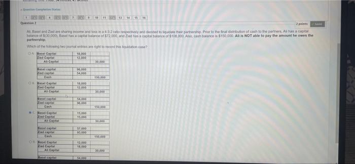 minutes left Al, Basel and Ziad are sharing income and loss in