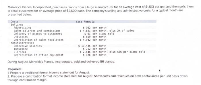 I just need help with the contribution format income statement. The traditional