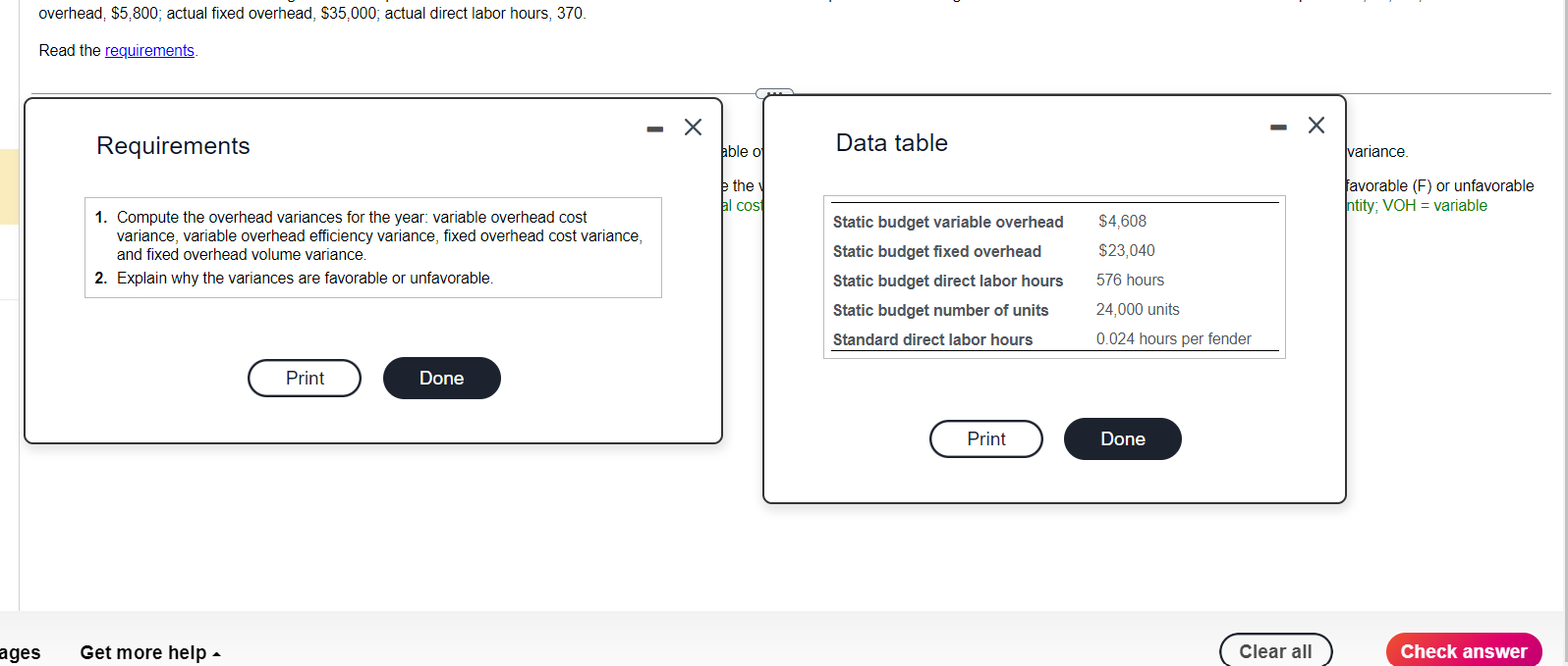 variable overhead efficiency variance, fixed overhead cost variance, and fixed overhead volume