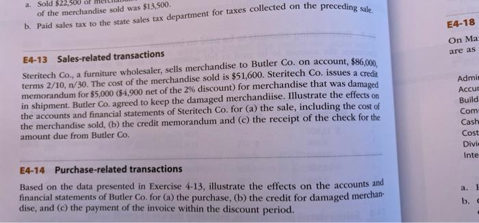 to a customer for (b) amount debited to Accounts Receivable, (c) amount