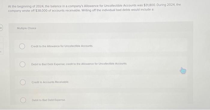 multiple choice please select the following correct answer. At the beginning of