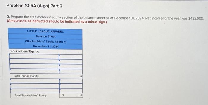 stockholders' equity section (L010-2, 10-3, 10-4, 10-5, 10-7) [The following information applies