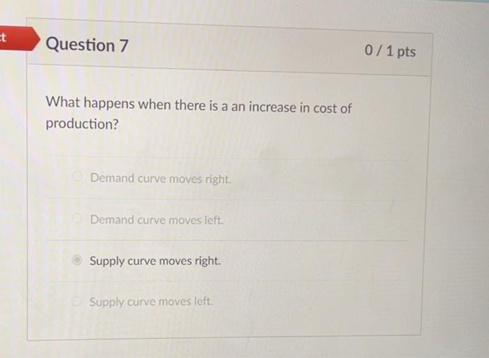 please answer the correct one et Question 7 0/1 pts What happens