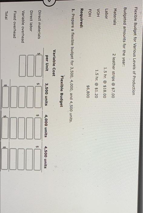 please help solve and explain. please and thank you Flexible Budget for