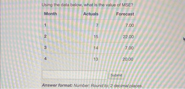 calculate the bias based on using the naive forecast method. Answer format: