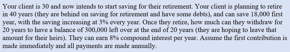 Please answer this question in excel with all the steps and show