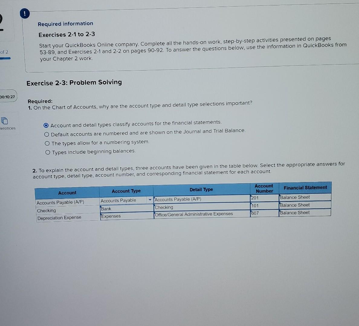 2-1 to 2-3 Part 2 of 2 Start your QuickBooks Online company.