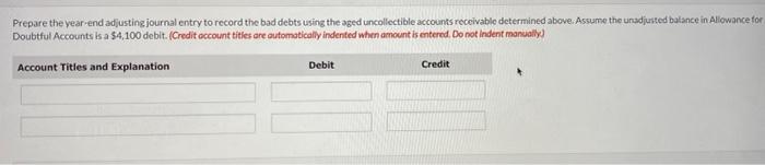 information below. Prepare the year-end ad; usting journal entry to record the