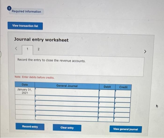 Earnings 15,500 Totala $92,500 $92,500 Land During January 2021, the following transactions
