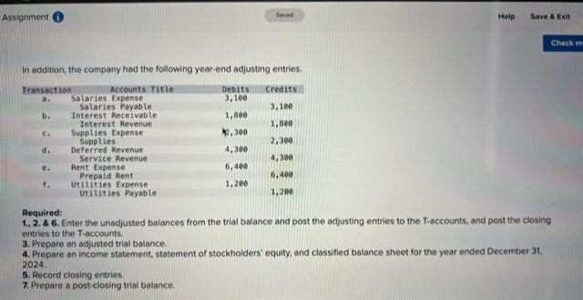 cycle after adjusting entries (LO3-4, 3-5, 3-6, 3-7) Crimson Tide Music Academy