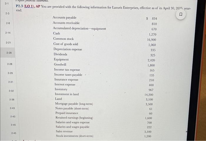 please answer the whole question and show work! i will rate P2.3