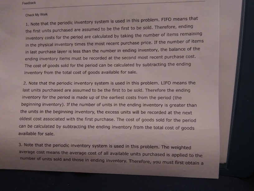on purchases and sales for a three-month period are as follows: Number
