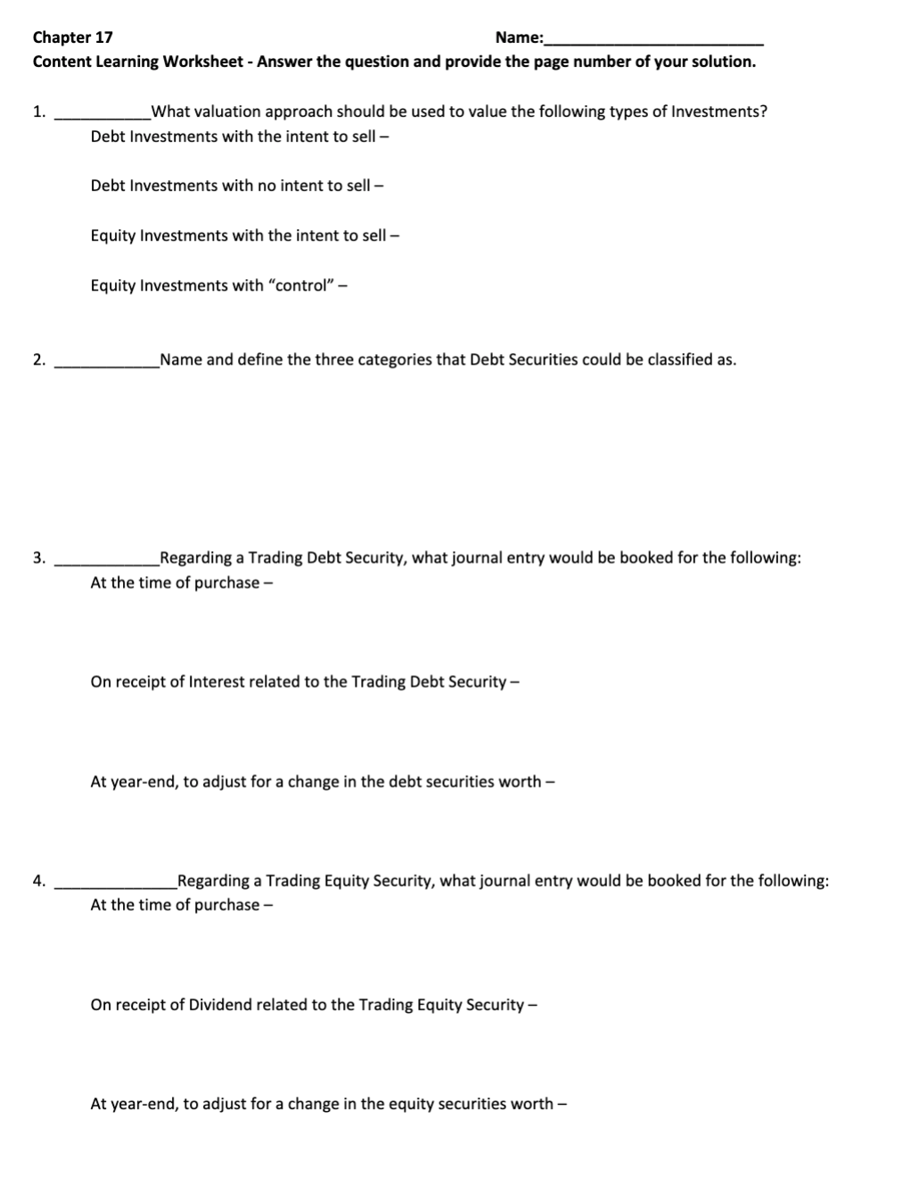 clear Answer all the question!!! Chapter 17 Name: Content Learning Worksheet -