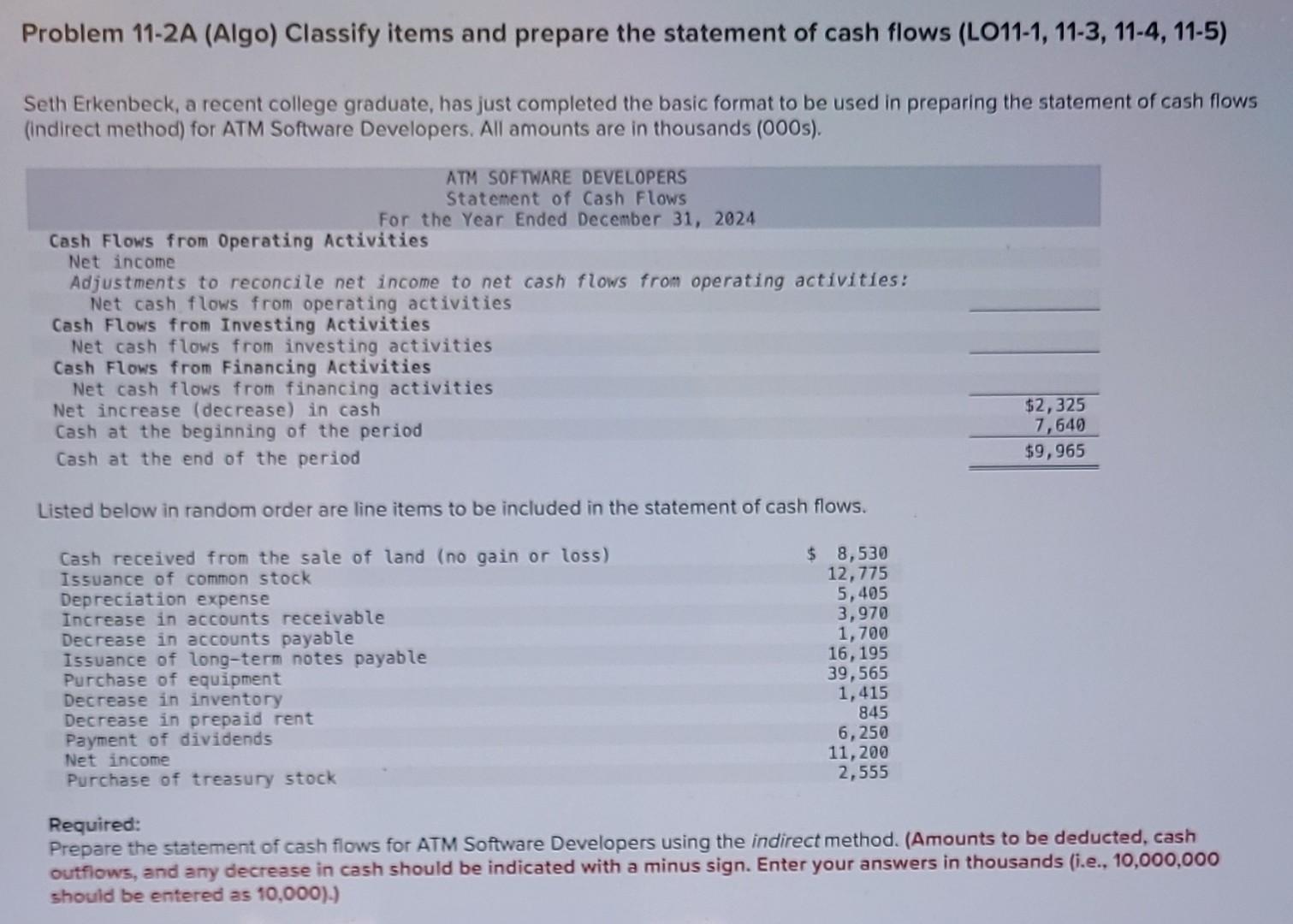 help please Problem 11-2A (Algo) Classify items and prepare the statement