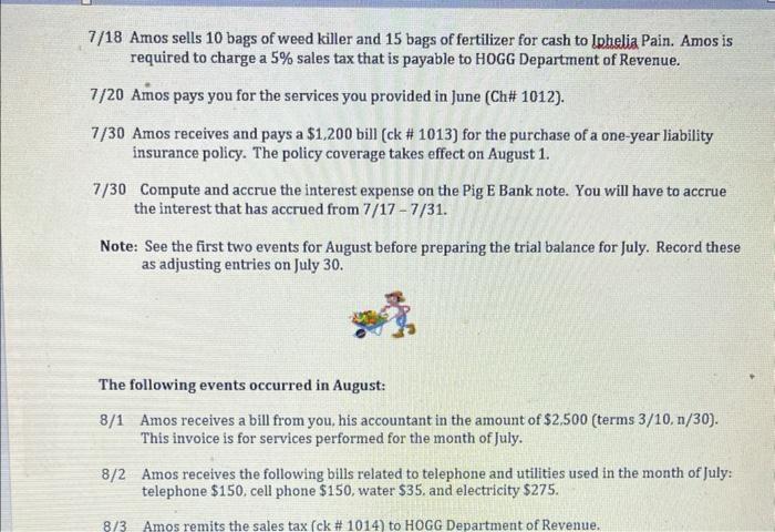 and recieved payments 5. sales by customer Summary 6. Journal 6/2 Amos