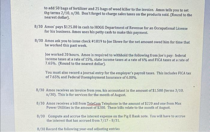 and deposits $100,000 into his account. Amos invests the money into his