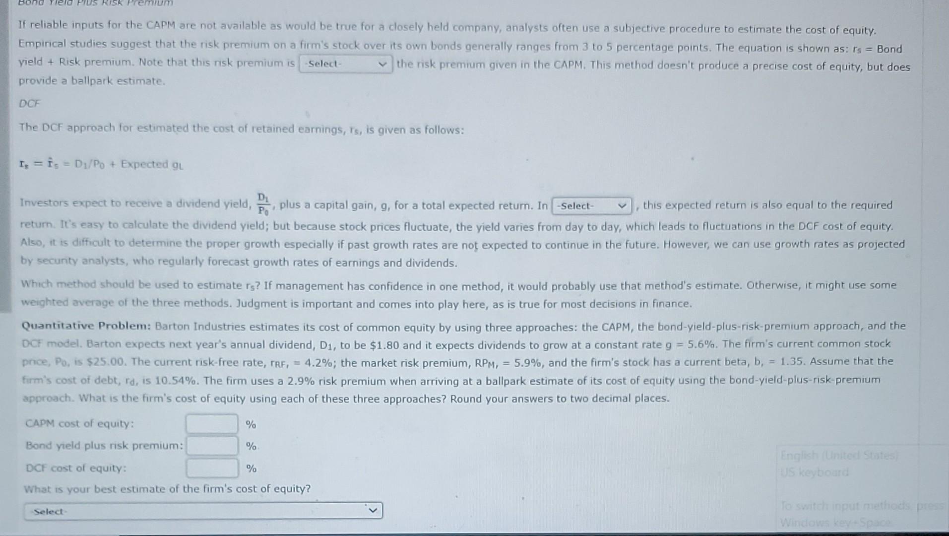 cost of common equity is based on the rate of return that