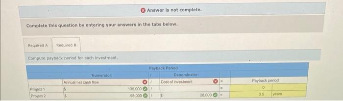 requires an initial investment of $98,000. (a) Compute each project's annual net
