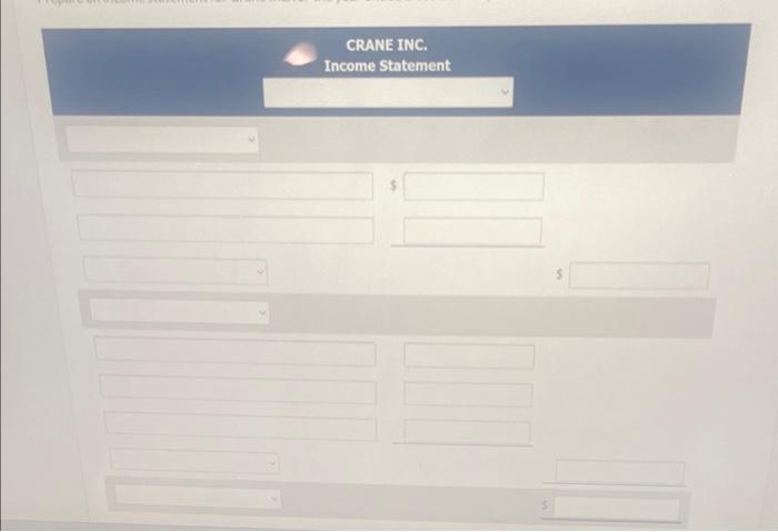 taken from Crane Inc's 2025 income statement and balance sheel (a) Youranswer