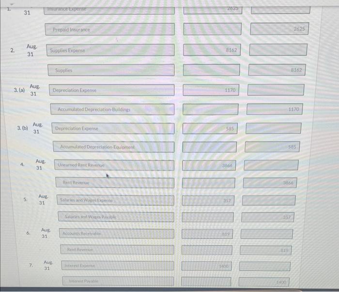 31 is as follows. 1. The balance in prepaid insurance is a